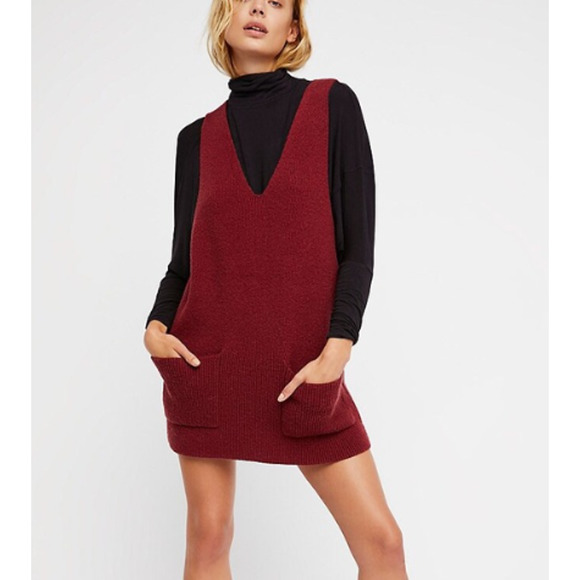 Free People Dresses & Skirts - Free People Nikki Sweater Mini Dress | Cranberry | M
